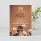Warme Braun Moschee Ramadan Iftar Einladung (Stehend Vorderseite)