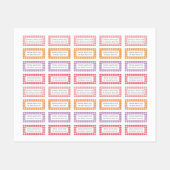 Warme Brights Gingham Kariert Four Kid School Etiketten (Blatt)
