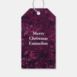 Warme Burgundy Floral Imitate Velvet Geschenkanhänger