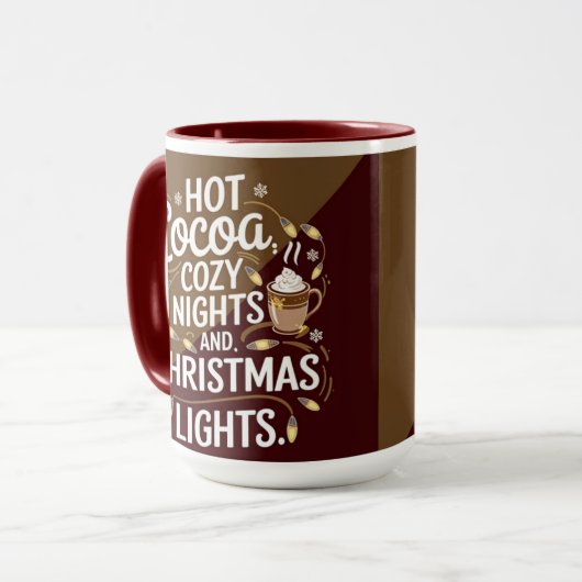 Warme Cocoa & gemütliche Nächte. Tasse (Vorderseite Links)