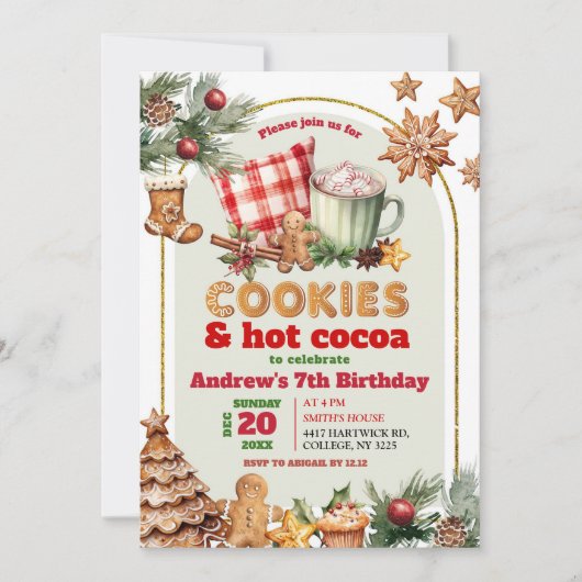 Warme Cookies und heißer Kakaoweih-Kindergeburtsta Einladung (Vorderseite)