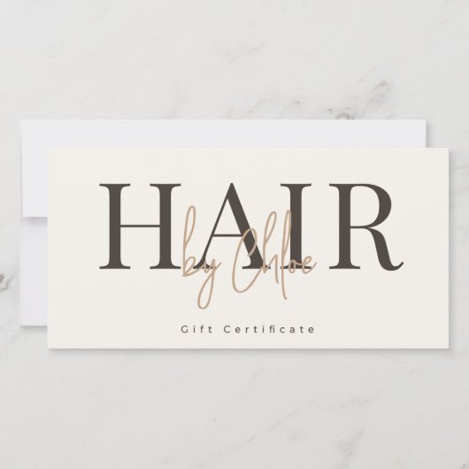 Warme Creme-Beige-Salon-Geschenkgutschein (Vorderseite)
