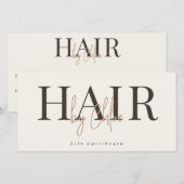 Warme Creme-Beige-Salon-Geschenkgutschein (Vorne/Hinten)