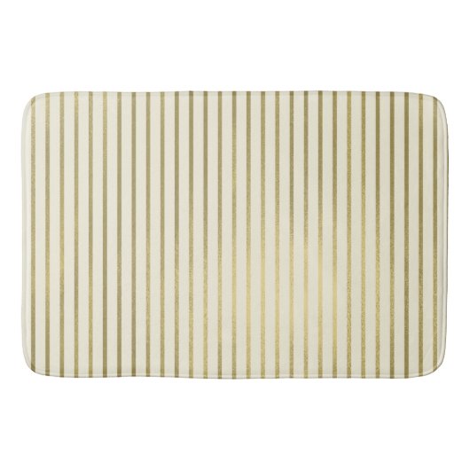 Warme Creme Gold Streifen Minimal Chic Muster Badematte (Vorderseite)