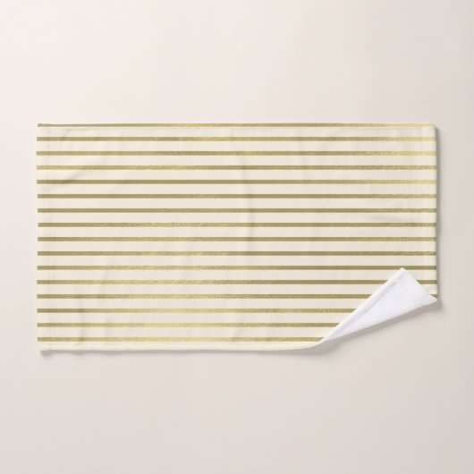 Warme Creme Gold Streifen Minimal Chic Muster Badhandtuch Set (Handtuch)