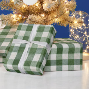 Warme Creme-Grün-Karierte Streifen Weihnachten Geschenkpapier