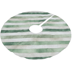 Warme Creme Grün Streifen Weihnachten Polyester Weihnachtsbaumdecke