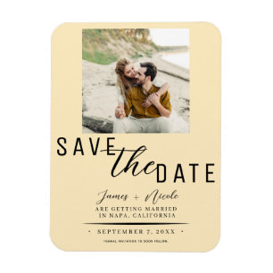 Warme Creme Save the Date Foto Hochzeit Magnet