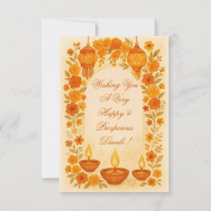 Warme DIwali Lampen und Lanterns Blumendesign Dankeskarte