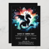 Warme Dragon Birthday Digital Einladung (Vorne/Hinten)