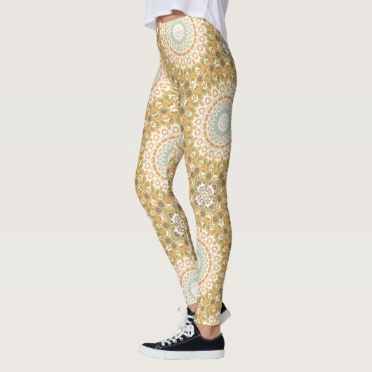 Warme erdige Mandala-Abstract-Design Leggings (Links)