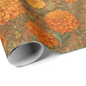 Warme erdige Ringelblumen-Blumenkunst Geschenkpapier (Rolleneckpunkt)