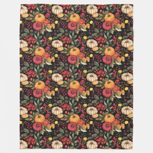 Warme Fall-Themed Blanket Rustikale Pumpkins & Blü Fleecedecke (Vorderseite)
