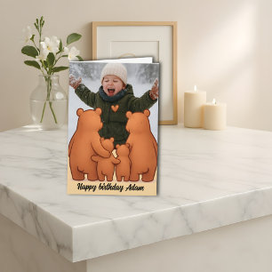 Warme Familienbären Sonnenuntergang Geschenkkarten Karte
