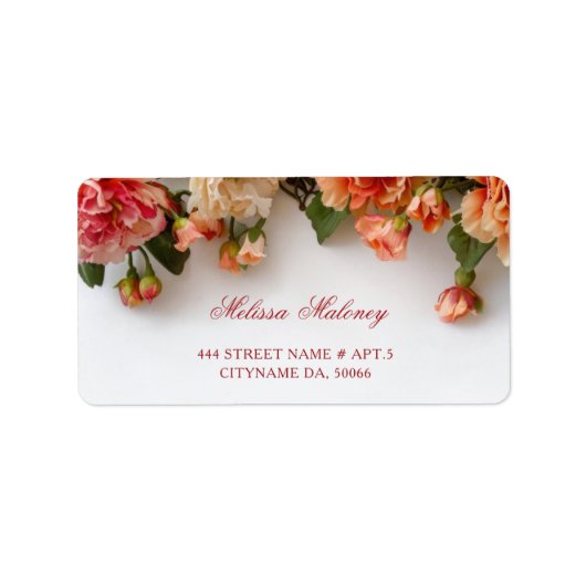 Warme Farben 3D-Blumen |  Hochzeit Adressaufkleber (Vorne)