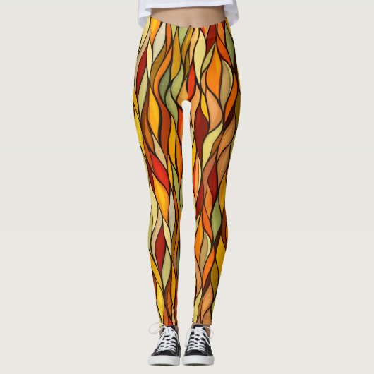 Warme Farben Abstrakter Fall Leggings (Vorderseite)