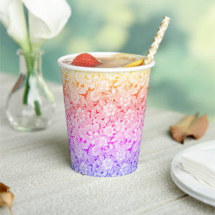 Warme Farben des Rainbow Vintage Wedding Spitzen Pappbecher