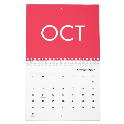 Warme Farben Einfach Modern 2027 Bunt Kalender (Okt 2027)
