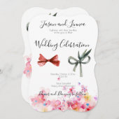 Warme Farben Floral Wasserfarben Sabby Chic Einladung (Vorne/Hinten)