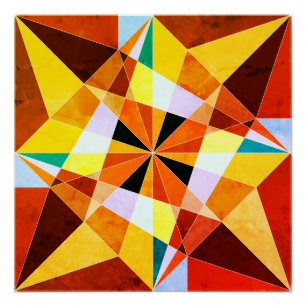 Warme Farben kühlen eckigen geometrischen Formen Poster