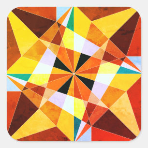 Warme Farben kühlen eckigen geometrischen Formen Quadratischer Aufkleber