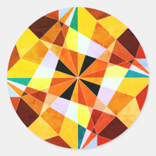 Warme Farben kühlen eckigen geometrischen Formen Runder Aufkleber