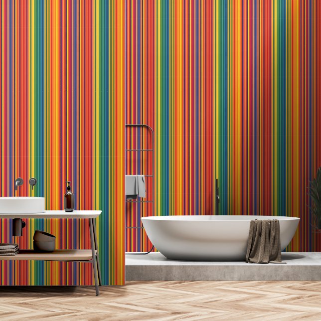 Warme Farben Streifen Muster Tapete (Badezimmer)