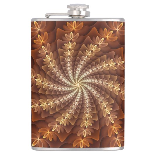 Warme Farben, trendige moderne Fraktal Art Muster Flachmann (Vorderseite)