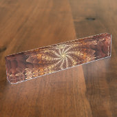 Warme Farben, trendige moderne Fraktal Art Muster Namensplakette (Seite)