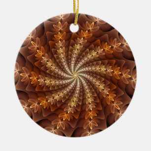 Warme Farben, trippiges modernes Fraktal-Kunstmust Keramik Ornament