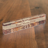 Warme Farben Trippy Modern Fraktal Art Muster Text Namensplakette (Seite)