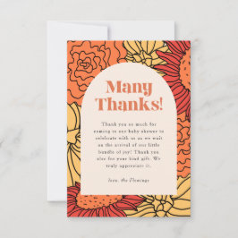 Warme farbige große Blumenarm Babydusche Dankeskarte