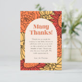 Warme farbige große Blumenarm Babydusche Dankeskarte (Stehend Vorderseite)