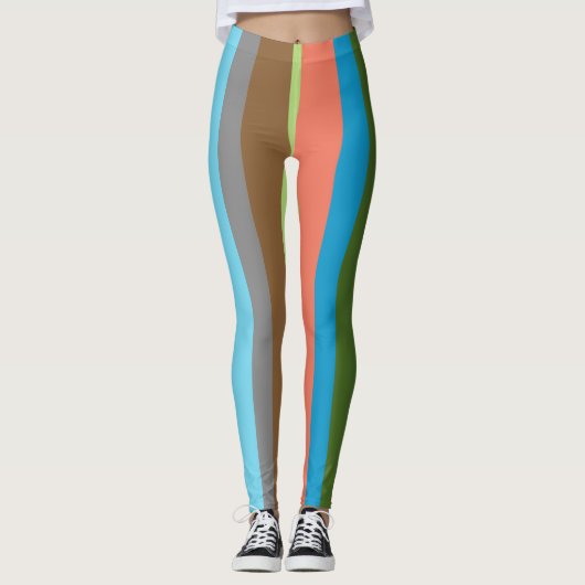 Warme Farbtöne gestreift Leggings (Vorderseite)