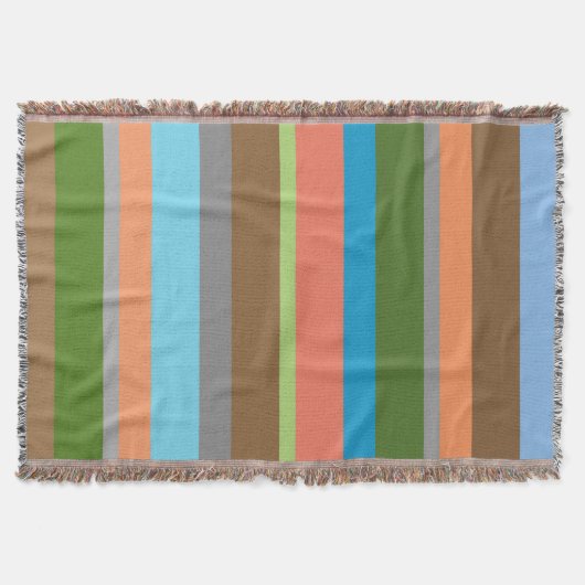 Warme Farbtöne gestreift Throw Blanket Decke (Vorderseite)