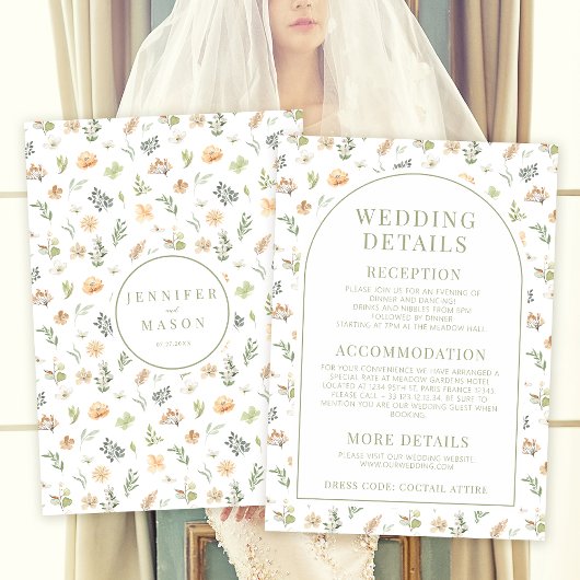 Warme florale Boho arch rustikale Hochzeitskarten Begleitkarte