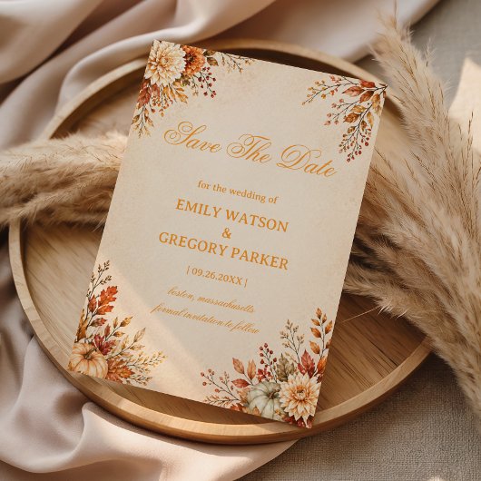 Warme Florale Eleganz der Ernte Save The Date