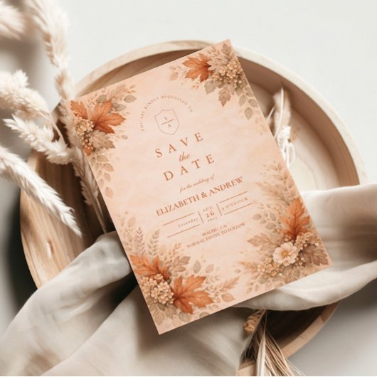 Warme Florale Herbsthochzeit Save The Date
