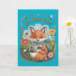 Warme & fröhliche gemütliche Woodland Fox bald wie Karte
