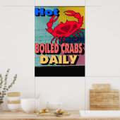 Warme gekochte Krabben Tägliches Zeichen Poster (Küche)