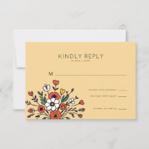 Warme gelbe Blumenillustration RSVP Karte