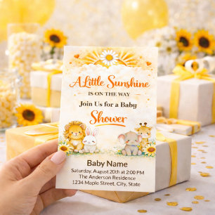Warme gelbe Dschungelsafari-Tiere Baby Shower Flyer
