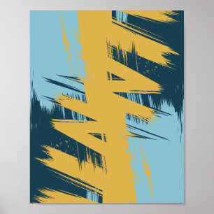 Warme gelbe Pinselstriche über blauem Kontrast Poster