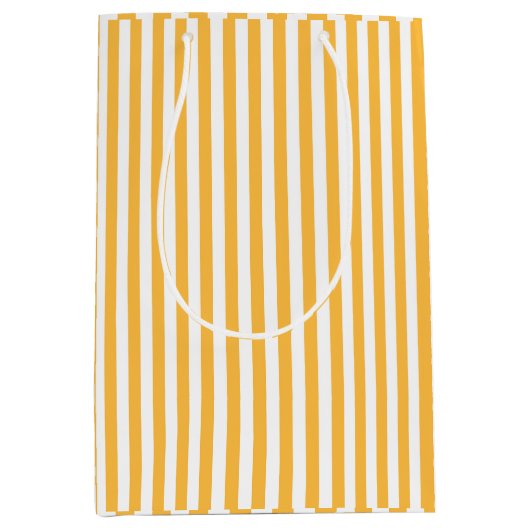Warme gelbe und weiße schmale Streifen Mittlere Geschenktüte (Vorderseite)