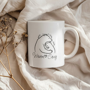 Warme, gemütliche Bärenumarmung Line-Art-Design Kaffeetasse