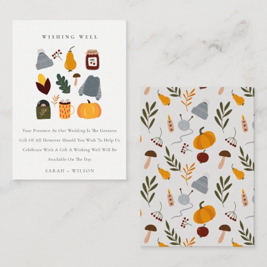 Warme gemütliche Herbst essenzielle Hochzeit wünsc Begleitkarte (Vorne/Hinten)