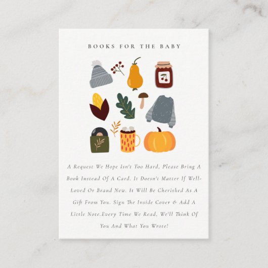 Warme gemütliche Herbstbücher für Babydusche Begleitkarte (Vorderseite)