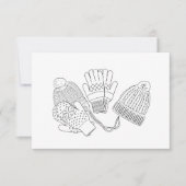 Warme, gemütliche Ski Winter Wedding Beanies und M RSVP Karte (Vorderseite)