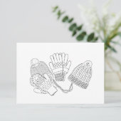 Warme, gemütliche Ski Winter Wedding Beanies und M RSVP Karte (Stehend Vorderseite)