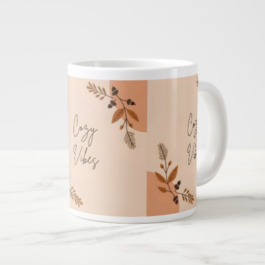 Warme, gemütliche Worte Jumbo-Tasse (Vorderseite Rechts)